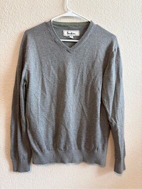 Boden Men's Heather Gray V-Neck Sweater